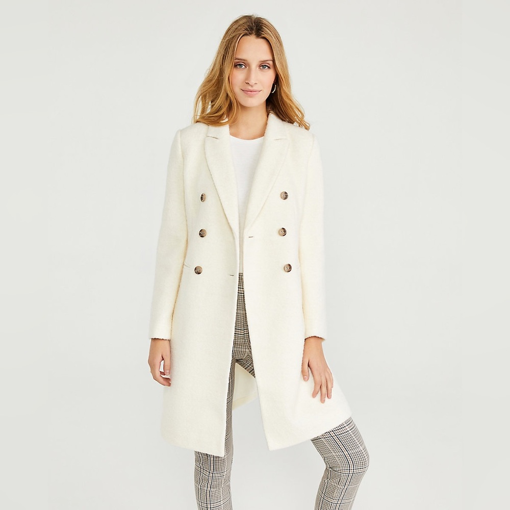 Double Breasted Chesterfield Coat - Winter White